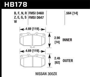 Hawk 06-07 WRX / 89-96 Nissan 300ZX / 89-93 Skyline GT-R Performance Ceramic Front Pads