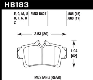 Hawk 2001-2001 Ford Mustang Bullitt 4.6 HPS 5.0 Rear Brake Pads