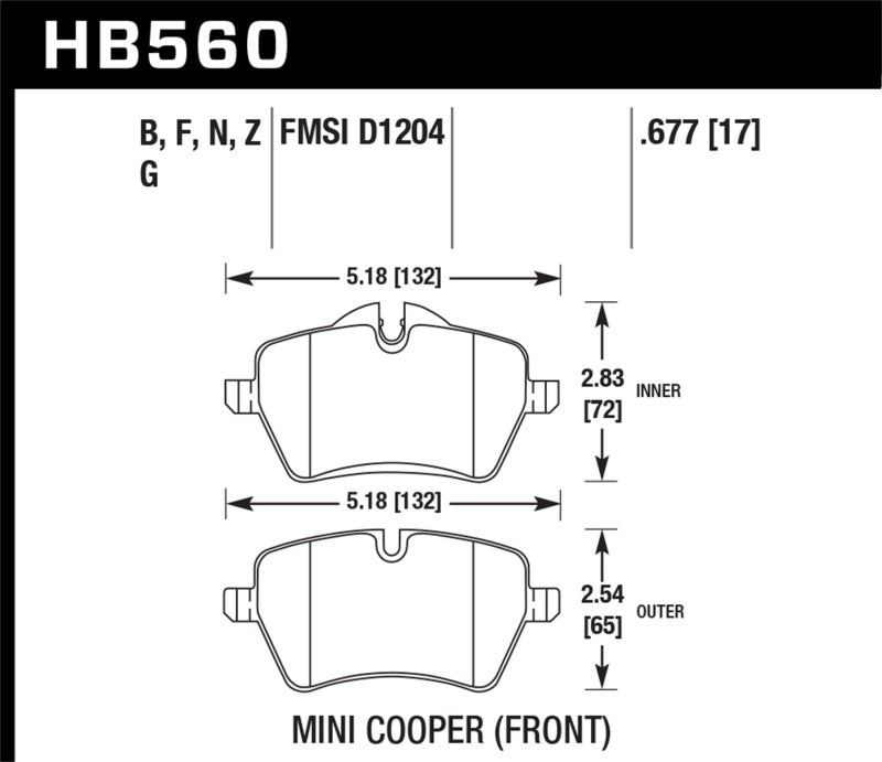 Hawk 05-06 JCW R53 Cooper S & 07+ R56 Cooper S HPS 5.0 Front Brake Pads