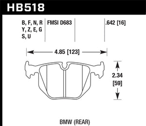 Hawk 2001-2006 BMW 330Ci HPS 5.0 Rear Brake Pads