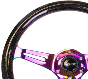 NRG Classic Wood Grain Steering Wheel (350mm) Black Sparkle/Galaxy Color w/Neochrome 3-Spoke