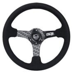 NRG Reinforced Steering Wheel (350mm / 3in. Deep) Odi Bakchis Signature Solid Spokes Alcantara