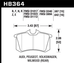 Hawk 89-92 VW Golf GTi / GLS Turbo/ GLX ( VR6) / 1.8 Turbo / VR6 / 00-06 Audi TT HPS Street Rear Bra