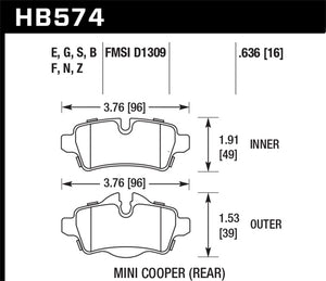Hawk 07+ Mini Cooper Performance Ceramic Street Rear Brake Pads