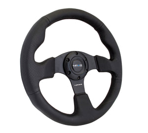 NRG Reinforced Steering Wheel (320mm) Black Leather w/Black Stitching
