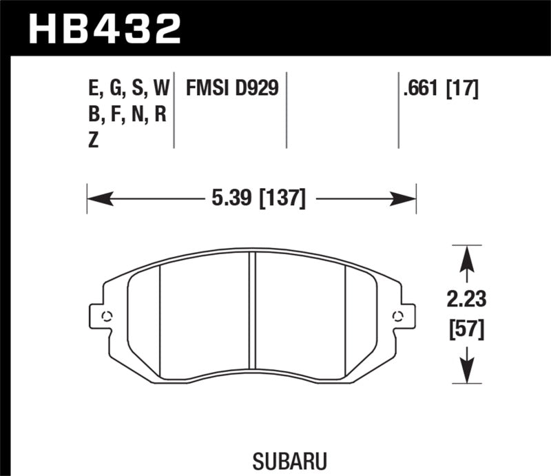 Hawk 2006-2006 Saab 9-2X 2.5i HPS 5.0 Front Brake Pads
