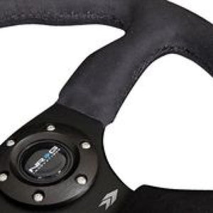 NRG Reinforced Steering Wheel (350mm / 2.5in. Deep)Blk Alcantara Comfort Grip w/4mm Matte Blk Spokes