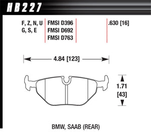 Hawk 95-99 BMW M3 E36 HPS Street Rear Brake Pads