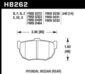 Hawk 89-97 Nissan 240SX SE HP+ Street Rear Brake Pads